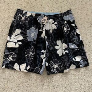 Caribbean Joe Swim Shorts / Trunks, Mens XXL, Black tropical print